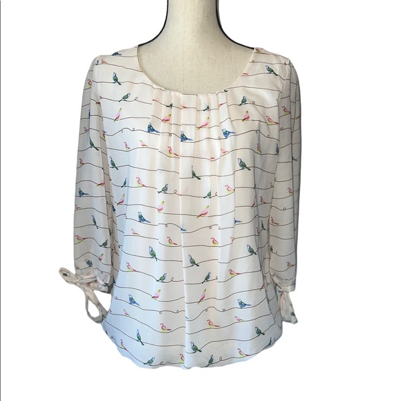 unbranded Tops - Bird blouse with elastic waist and tie sleeves